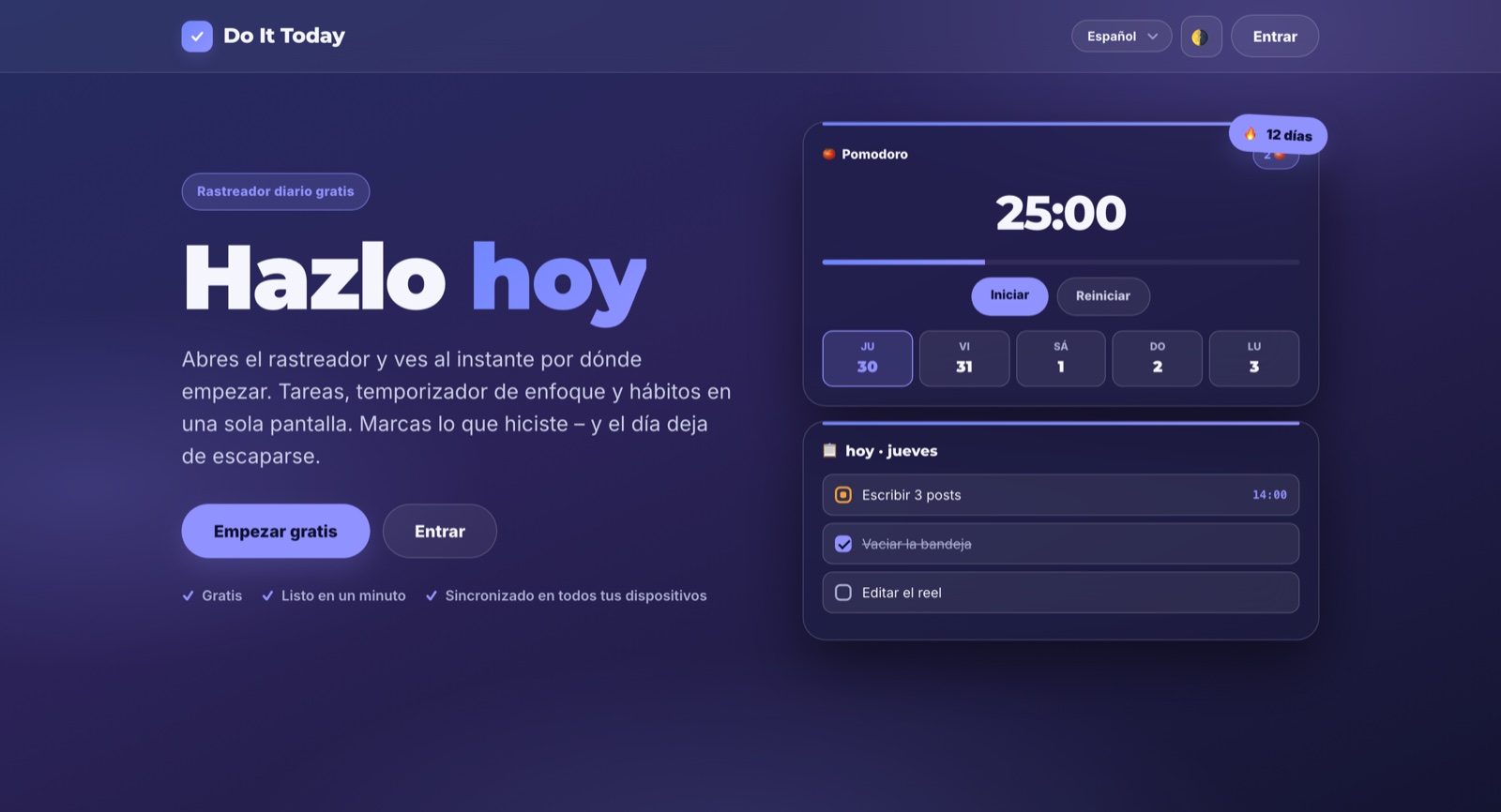 Do It Today – rastreador diario gratis